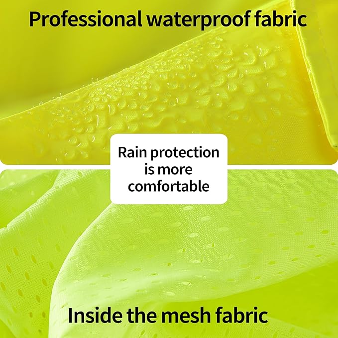 SRsafety High Visibility Rain Gear, Class 3 High Visibility Work Rain Gear for Men, Construction Rain Suits