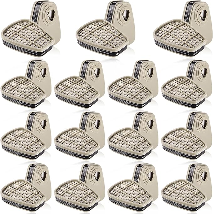 15 Pair 6001 Filter Cartridges for Respirator, Replacement Respirator Filters, Organic Vapors, Paint and Chemical, Respirator Cartridges for 6200, 6800, 6502, 7502, 4008, FF402 Series
