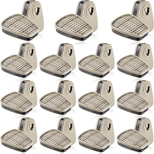 15 Pair 6001 Filter Cartridges for Respirator, Replacement Respirator Filters, Organic Vapors, Paint and Chemical, Respirator Cartridges for 6200, 6800, 6502, 7502, 4008, FF402 Series