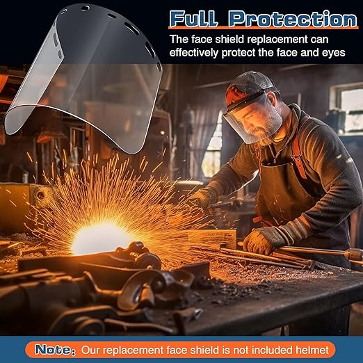 Saillong 2 Pcs Face Shield Replacement Lens Compatible with ERB 15151 8150 Tinted Full Face Shields, Grinding Cosplay (Clear)