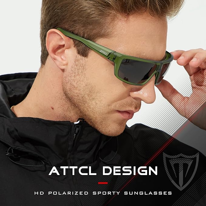 ATTCL Polarized Wrap Fishing Sunglasses Men - Driving Sports Glasses UV Protection