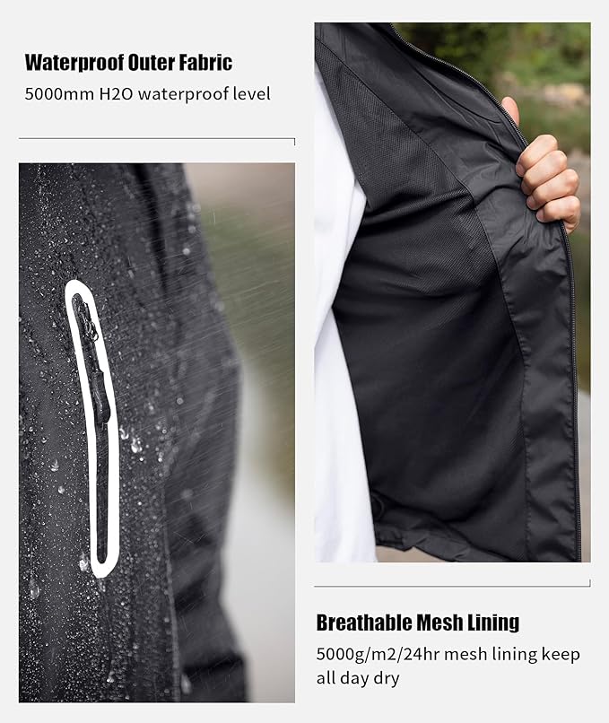 SWISSWELL Men's Waterproof Golf Rain Suit Rain Gear Jacket and Pant Outdoor Lightweight Hooded Raincoat