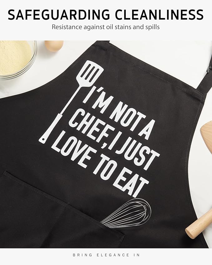 Syntus Chef Apron for Men Women Kitchen Cooking Apron with Pockets, Adjustable Bib Aprons Stain Resistant, 1 Pack