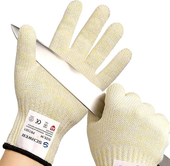 Schwer SlicePro Ultra-Durable ANSI A9 Cut Resistant Gloves PR1501, 10X Reinforced Food Grade Cutting Glove, Mandoline Gloves for Kitchen Meat Cutting, Oyster Shucking, Fish Fillet Processing, XL