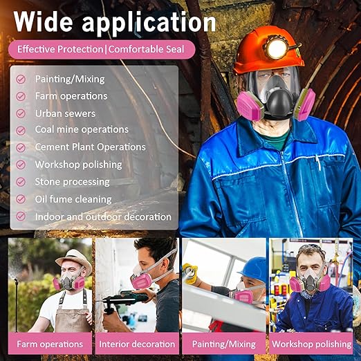 60926 Respirator Cartridges& Filters(3 Pairs) - Respirator Activated Carbon Filter Protect Against Organic Vapors, Acid Gases, Formaldehyde Compatible with 6000, 7000, FF-400 Series Respirator