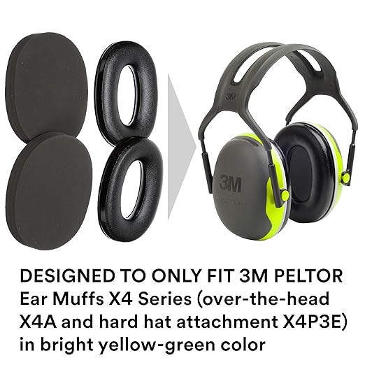 3M PELTOR X4 Ear Muffs Replacement Cushions and Liners Designed Only for PELTOR X4 Series Over-the-Head Ear Muffs X4A or Hard Hat Attachment X4P3E