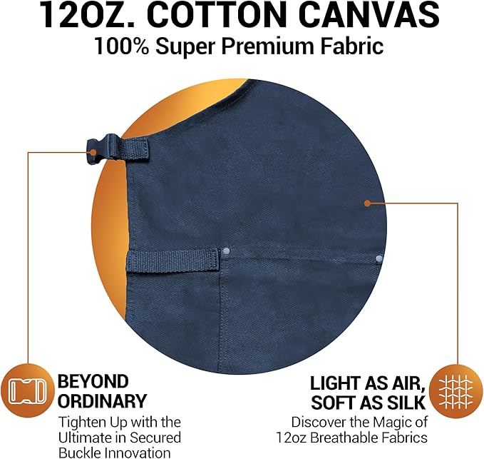 Chef Sac Chef Apron | Cotton Canvas Kitchen Apron | Aprons for Men | Aprons for Women with Pockets | Professional Chef Aprons