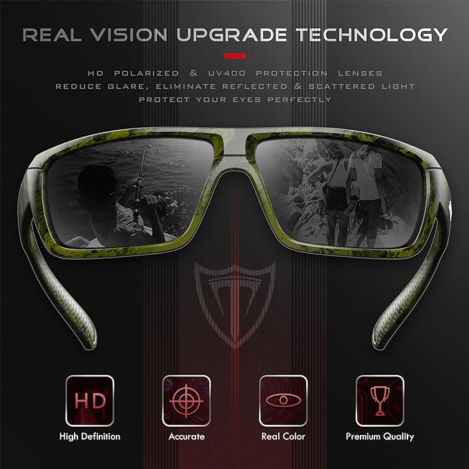 ATTCL Polarized Wrap Fishing Sunglasses Men - Driving Sports Glasses UV Protection