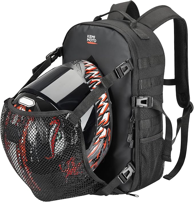 KEMIMOTO Motorcycle Helmet Backpack, 20L Bag With Hidden Net, Large Capacity Holder