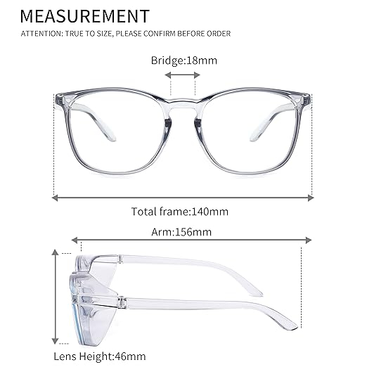 Alsenor Safety Glasses Anti Fog Goggles Protective Eyewear Blue Light Blocking Anti Dust UV Protection Glasses For Men Women (2 Pack (Blue + Grey))