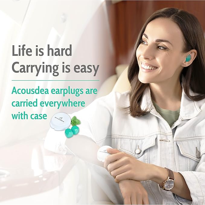 New Noise Cancelling Ear Plugs Acousdea Cooling Reusable Moldable Silicone Ear Plugs, Waterproof, Suitable for Camping, Outdoor Activities, Noise Cancelling up to 40 dBSPL, 3 Pairs
