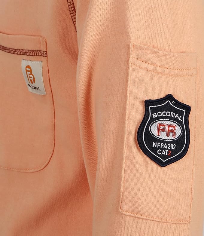 BOCOMAL FR Shirts Flame Resistant Henley Shirt NFPA2112/CAT2 7oz Men's Long Sleeve Fire Retardant Clothing