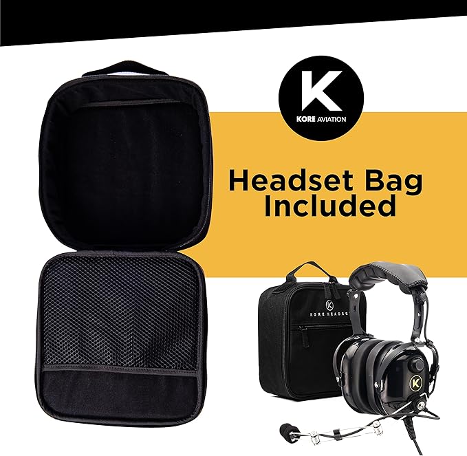 P1 General Aviation Headset for Pilots - Mono, Passive Noise Reduction, Noise Canceling Microphone, Acoustic Ear Cup, AUX Port, GA Dual Plug with Headset Bag
