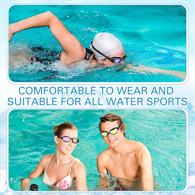 Treela 10 Pcs Swimming Goggles for Adults Pool Goggles Swim Glasses Bulk Multipack Anti Fog Silicone No Leaking
