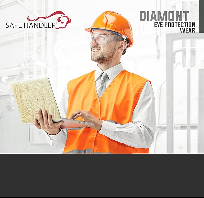 BISON LIFE Diamont Vented Over Glasses Safety Glasses | Meets ANSI Z87.1, Impact Resistant Polycarbonate Lens