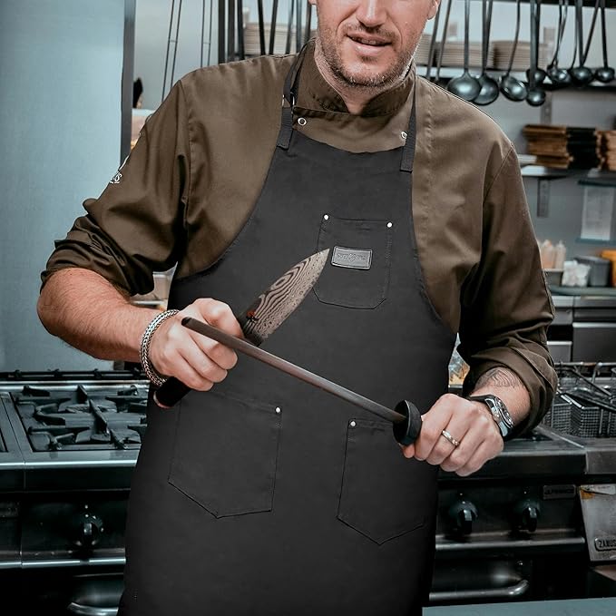 Chef Sac Chef Apron | Cotton Canvas Kitchen Apron | Aprons for Men | Aprons for Women with Pockets | Professional Chef Aprons