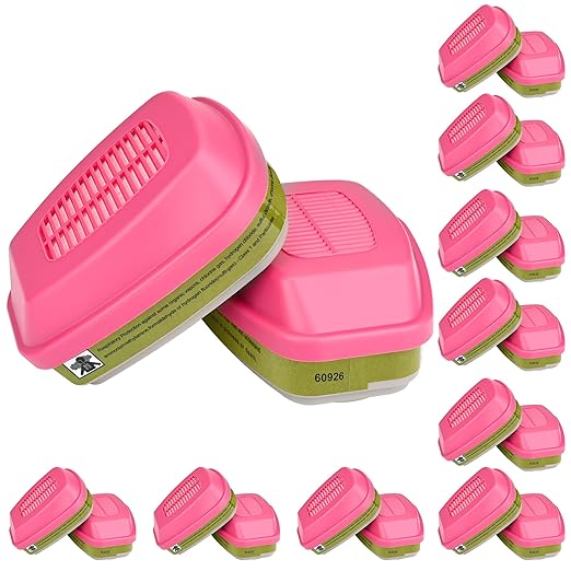10 Pairs 60926 Respirator Filter/Cartridge, Particulate Filters Help Against Organic Vapors, Acid Gases, Chemical and Particulates for Use with 6000, 6500 and 7500 Series Respirator Mask