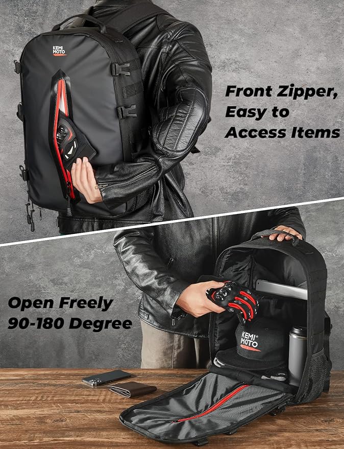 KEMIMOTO Motorcycle Helmet Backpack, 20L Bag With Hidden Net, Large Capacity Holder