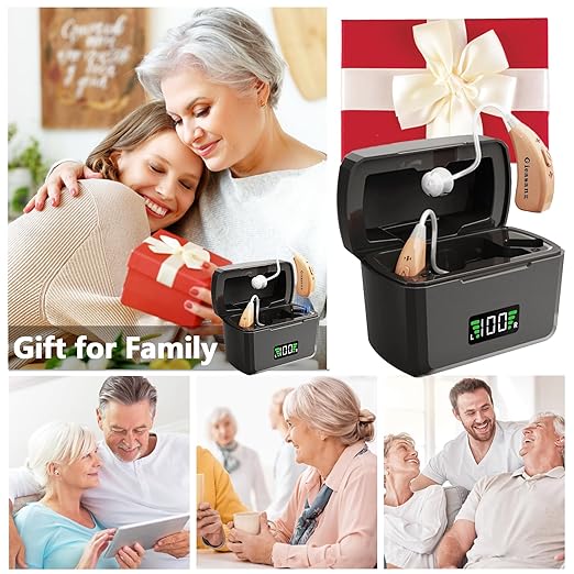 Hearing Aids for Seniors' Hearing Loss Latest 16-Channel Digital OTC Rechargeable Hearing Aid with Intelligent Noise Cancellation,Volume Control,Long-Lasting Battery, Medical-Grade Materials1