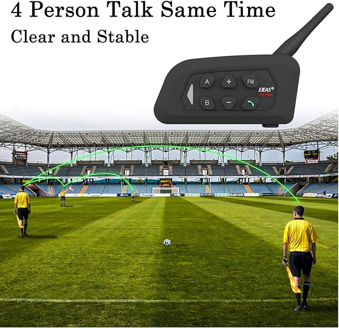 Referee Communication System Sets, V4C Plus Referee Headsets with USB C Interface Right Earpiece for Volleyball Official Football Coach Crews Soccer Handball (4 Pack)