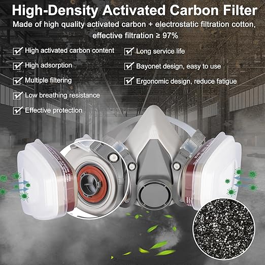 6001 Filter Cartridges for Respirator - Respirator Cartridges & Filters, Particulate Filter - Against Dust/Organic Vapor/Chemical, Compatible with 6200, 7502, 6800, 4008 Series Respirator(5 Set)