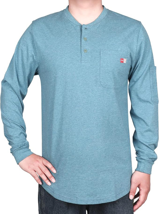TICOMELA FR Shirts for Men Heather Series 6oz Flame Resistant T Shirt NFPA2112 CAT2 Fire Retardant Henley Shirts