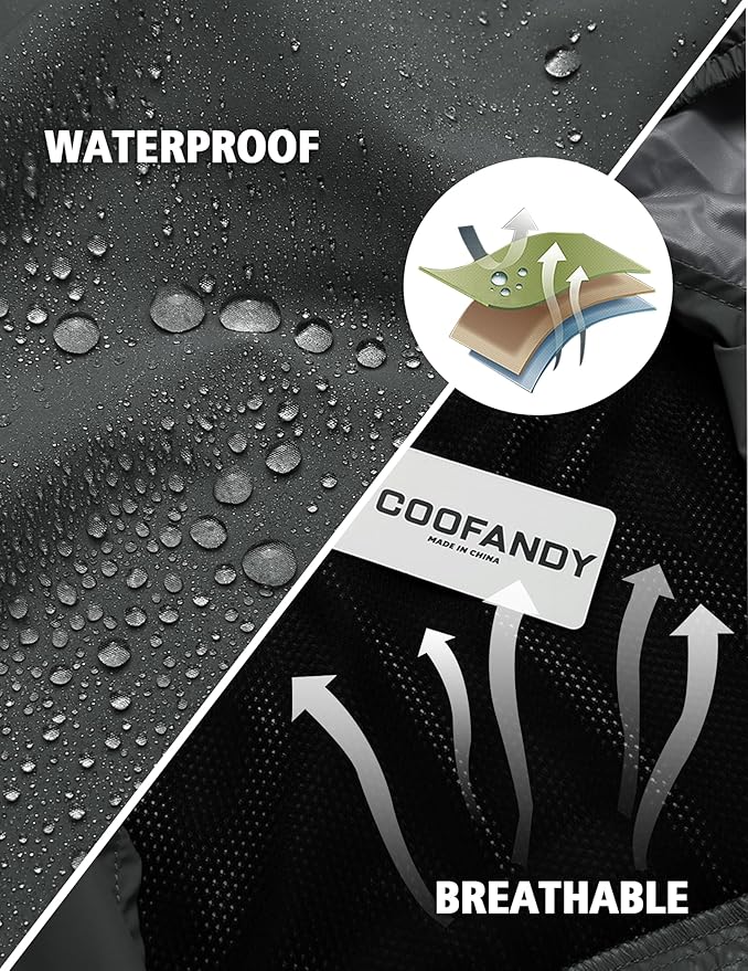 COOFANDY Men's Rain Suit 2 Piece Waterproof Breathable Rain Gear Lightweight Rain Jacket Pants Rainwear Suit