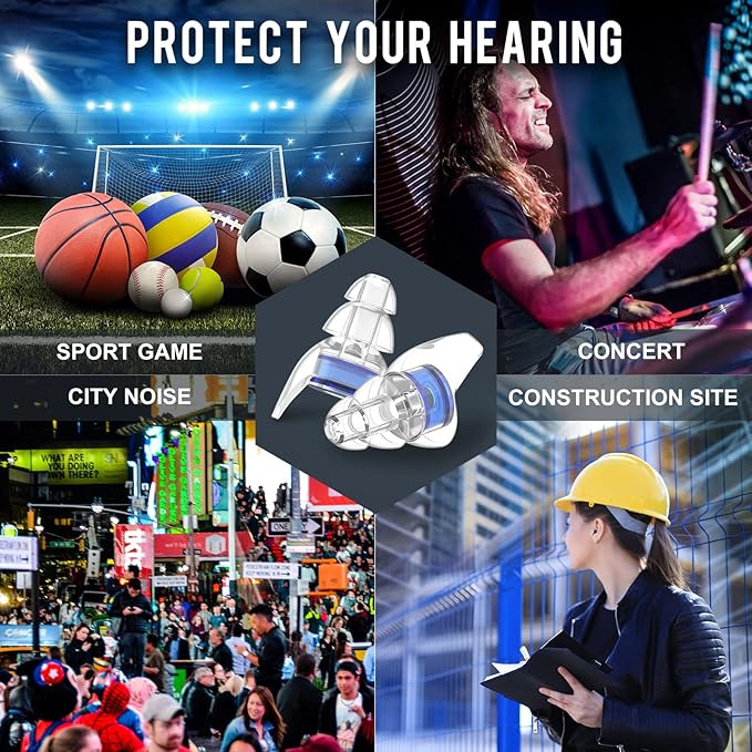 2 Pairs High Fidelity Concert Ear Plugs, Silicone Hearing Protection Earplugs, Noise Reduction Music Ear Plugs for Concerts, Musicians, Festival, DJ’s, Nightclub, Drummers and Raves Party - 23dB