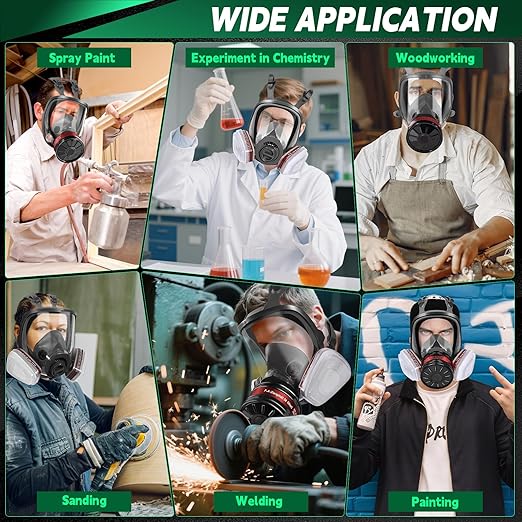 Full Face Respirator Mask, Gas Masks Survival Nuclear and Chemical with 40mm Activated Carbon Filter & 6001 Filter Cartridge,6800 Reusable Gasmasks for Paint, Welding and Other Work Protection