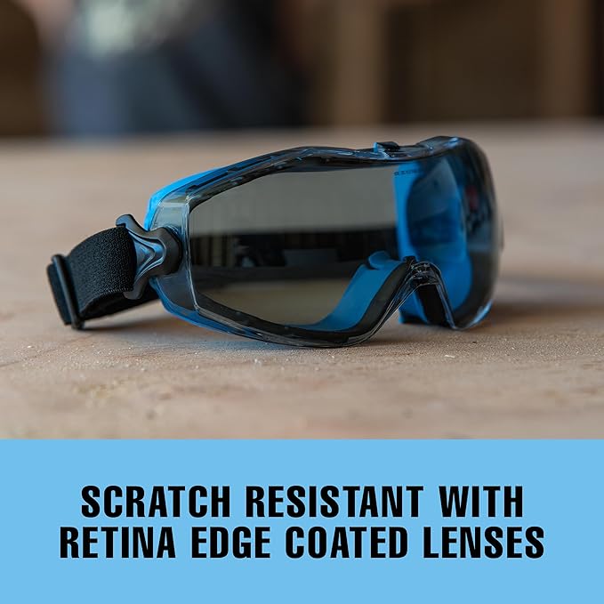 SolidWork Safety Goggles Anti-Fog Clear Lens with Adjustable Elastic Headband. Protective Eyewear for Men & Women