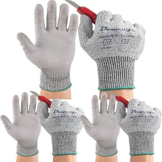 Dowellife Level 5 Cut Resistant Work Gloves for Men & Women, PU Coated Breathable Gardening Gloves, Thin Flexible Firm Grip