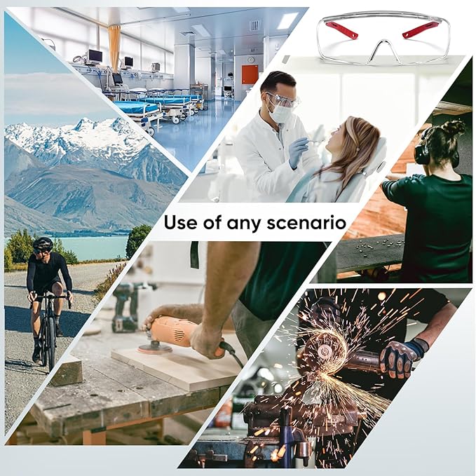 Safety Glasses Over Eyeglasses, Anti Fog&Scratch-Resistant Lenses, Adjustable Protective Eyewear Goggles, ANSI Z87 Certified Laboratory Safety Goggles and Shooting Glasses(Clear Lens)