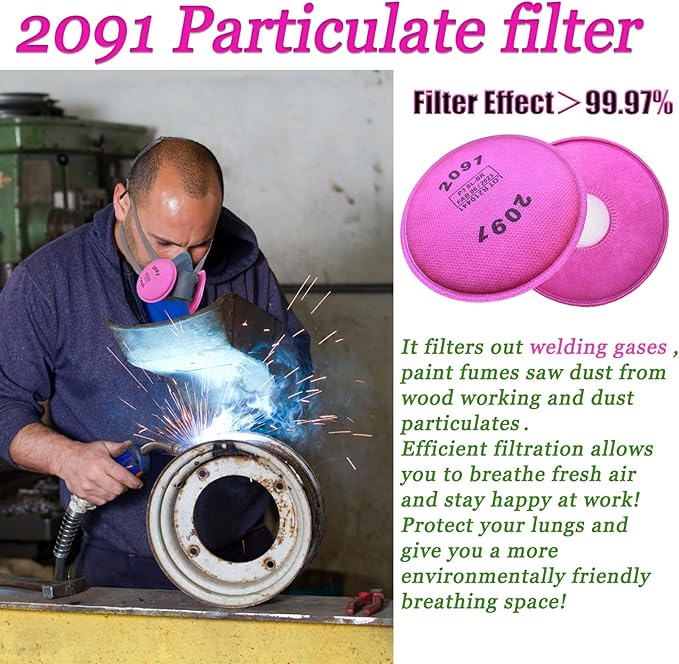 1000PCS(500Pack) 2091 P-100 Particulate Filter,Installed on 2091 Filter for Respirator,Replacement for 6000 6200 6800 7000 7502 FF-4 Series,2091 Filters Against Painting,Cutting,Woodworking