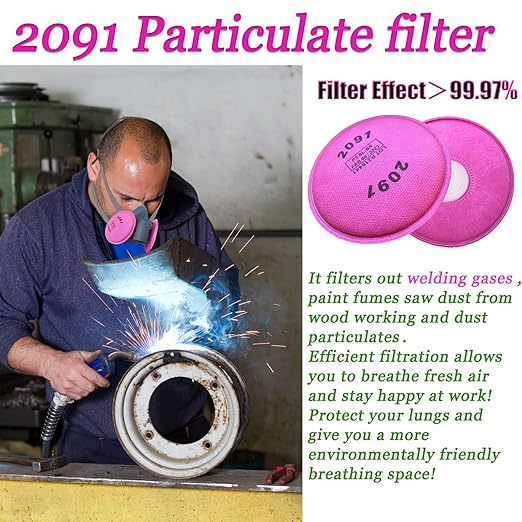 36 PCS (18 Pack) 2091 Filters for Respirator, 2091 Particulate Filter Installed on Filter Retainer Replacement for 6000 6200 6800 7000 FF-4 Against Dust Sanding Woodworking Welding Painting, Pink