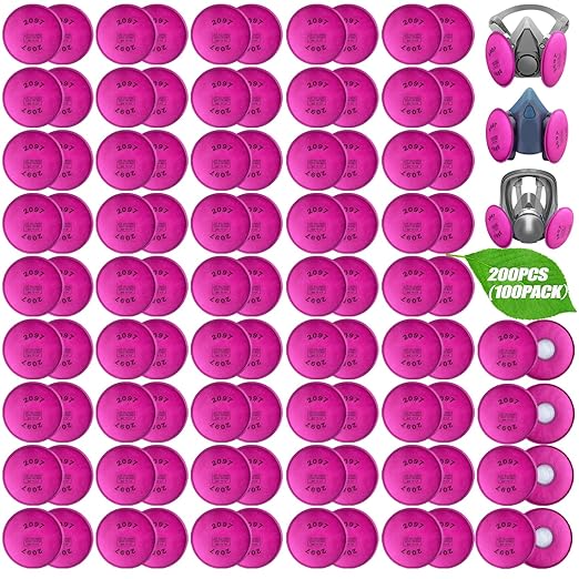 200 PCS (100 Pack) 2097 Particulate Filter, Installed on 2097 Filter for Respirator, Replacement for 6000 6200 6800 7000 7502 FF-4 Series, 2097 Filters Against Painting, Cutting, Woodworking