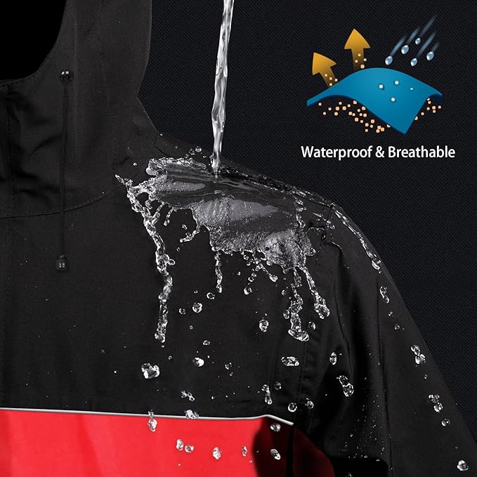 iCreek Motorcycle Rain Suit for Men and Women Waterproof Anti-storm Raincoat High Visibility Rain Gear