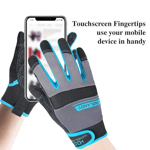HANDLANDY Grip Work Gloves for Women Men, Safety Utility Yard Working Gloves, Flexible Touch Screen Mechanics Gloves (Grip-upgraded, Small (Pack of 1))
