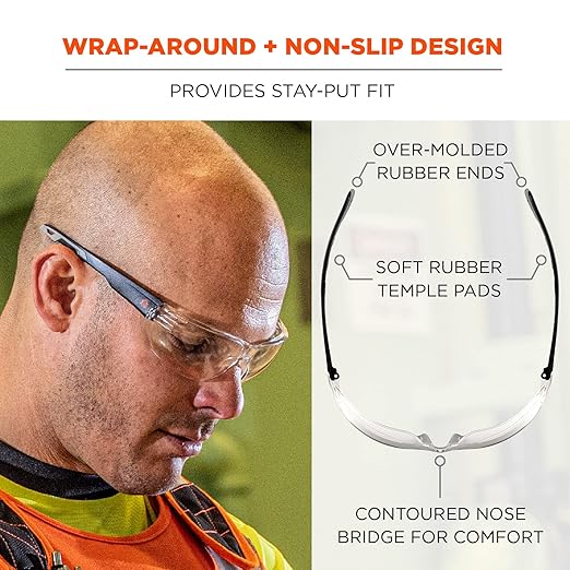 Ergodyne Skullerz VALI Anti Scratch Safety Glasses, Anti-Fog, ANSI z87.1
