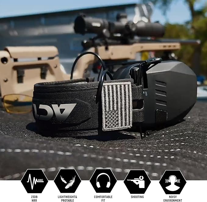 Shooting Ear Protection for Gun Range, Active Noise Reduction NRR 23dB, Shooting Ear Muffs Hearing Protection