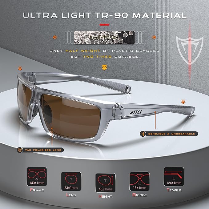 ATTCL Polarized Wrap Fishing Sunglasses Men - Driving Sports Glasses UV Protection