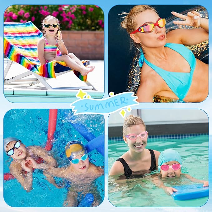 Konohan 24 Pack Swim Goggles Bulk for Kids adult Pool Goggles Anti Fog Silicone No Leak Swimming Glasses for Men Women Youth