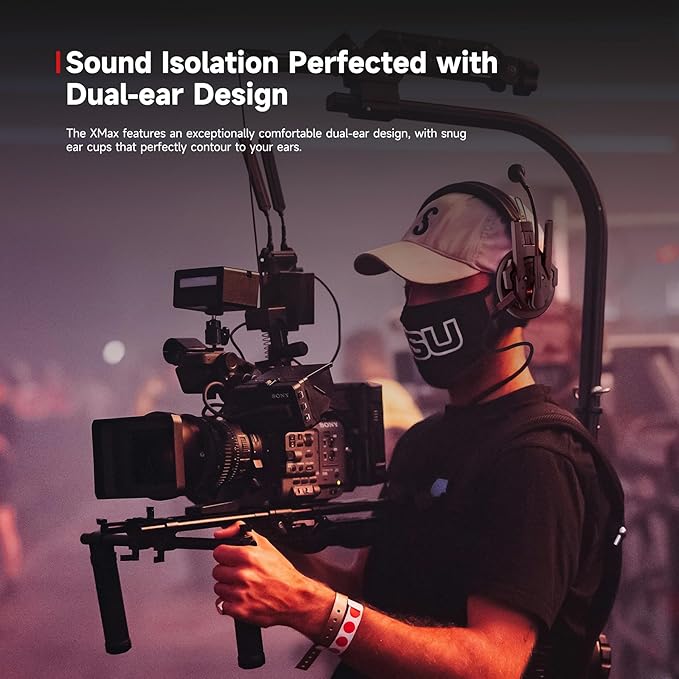 SYNCO Xtalk XMax2 Full-Duplex Wireless Intercom System with 2 Double-Ear Headsets (2.4 GHz) Random Master Device Design for Team Communication,Movie Shoot,Live Show Stage Performance (2PCS)
