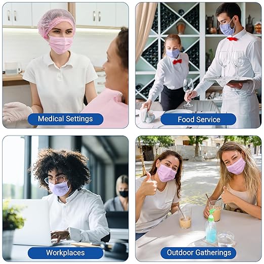 JMU 2000 Pcs Disposable Face Masks for Adults, 4-Ply ASTM Level 3 Medical Masks, Pink