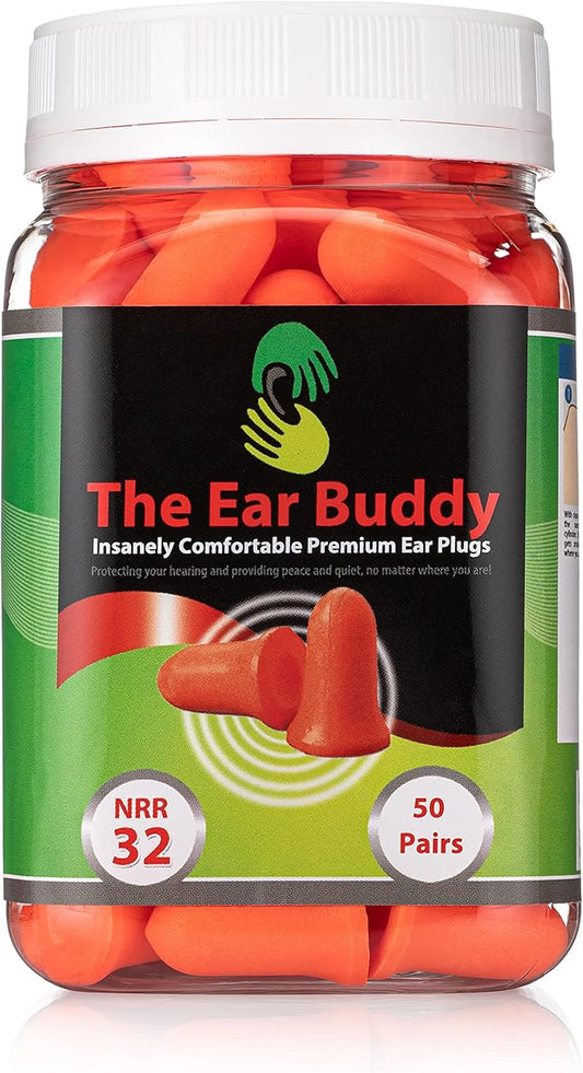 Premium Soft Foam Ear Plugs for Sleeping Noise Cancelling, Hearing Protection Earplugs for Shooting Range, Concerts, Work & Travel, Noise Reduction Rating 32 Decibels, 50 Pairs
