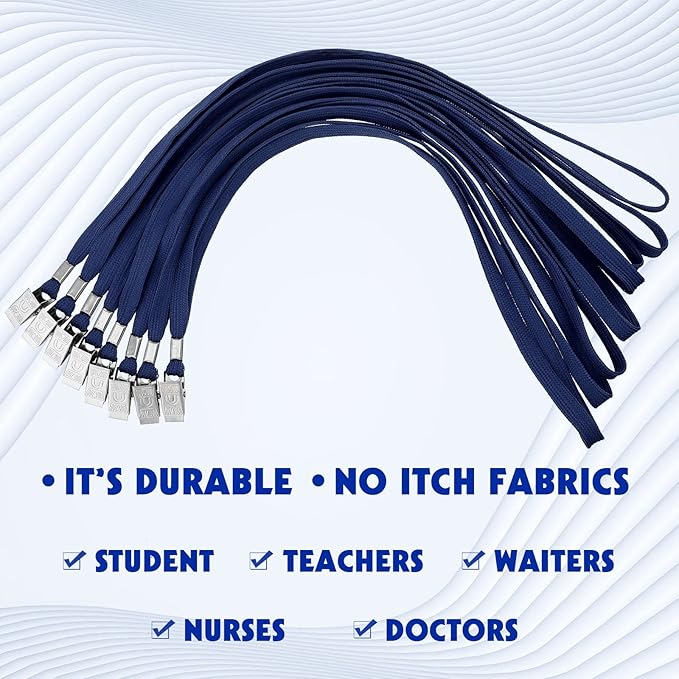 Hoolerry 300 Pcs Lanyards Clips Bulk for ID Name Badge Holder Lanyards Flat with Swivel Hook for Office School(Dark Blue)