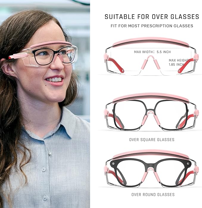 Anti Fog Safety Glasses Safety Goggles Over Glasses Protective Glasses with Anti Scratch Lenses Adjustable