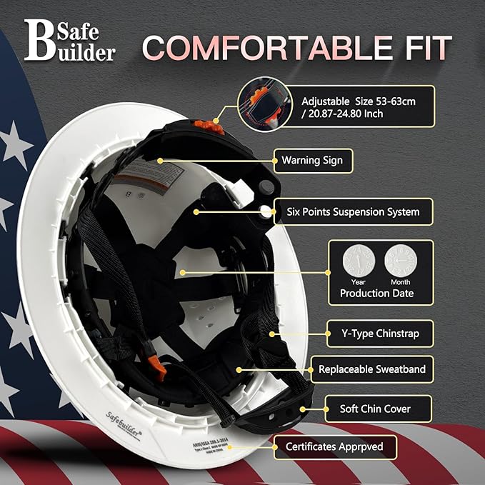 SBD-G1C Construction Full Brim Safety Helmet HDPE Hard Hat Vented Hardhats Sunshade Carbon Fiber Pattern Industrial Work Certified ANSI/ISEA Z89.1