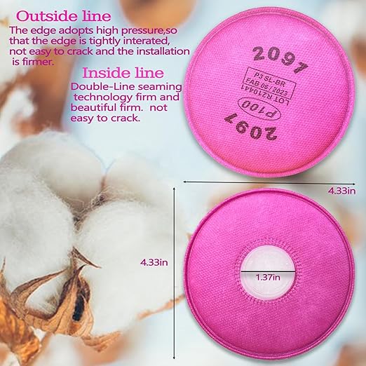 120 PCS (60 Pack) 2091 Particulate Filter Installed on Filter Retainer Replacement for 6000 6200 6800 7000 FF-4, Filters Against Dust, Painting, Cutting, Woodworking, Pink