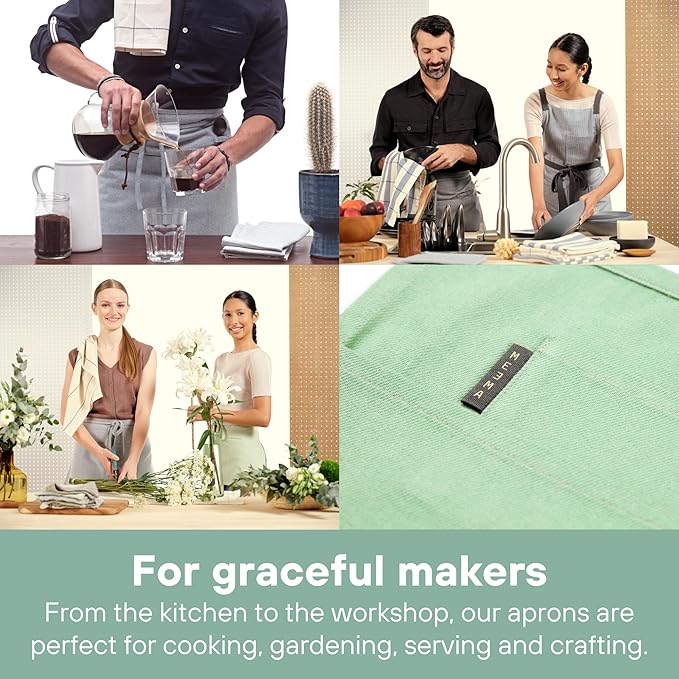 MEEMA Bistro Half Apron for Men & Women | Half Aprons for Women With Pockets | Delantales Para Meseros | Waitress Aprons | Server Apron with Pocket