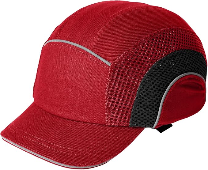 Lightweight Safety Bump Cap - Breathable Baseball Style Protective Hat with Reflective Stripes